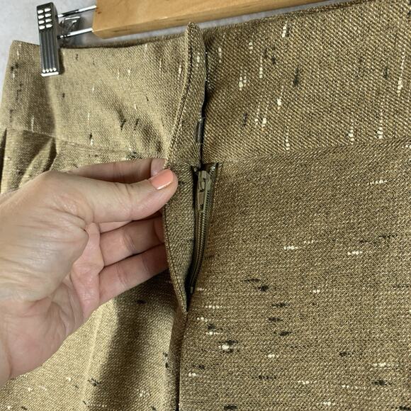 Stoosh Women Y2K Low Rise Dress Pants Sz 3 Tan Confetti Wide Flare Cuffed Office - Picture 3 of 12